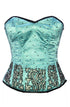 Baby Blue Zipper Satin Handmade Sequins Gothic Burlesque Corset Waist Training Overbust Top
