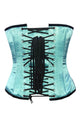 Baby Blue Zipper Satin Handmade Sequins Gothic Burlesque Corset Waist Training Overbust Top-