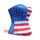 USA Flag Blue Satin with Red and White Stripes Corset Gothic Overbust Top