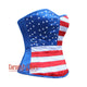 USA Flag Blue Satin with Red and White Stripes Corset Plus Size Gothic Overbust Top