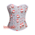Santa Claus Printed Gray Cotton Overbust Corset Burlesque Christmas Costume