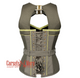 Olive Green Cotton Overbust Corset with Mesh Military Costume